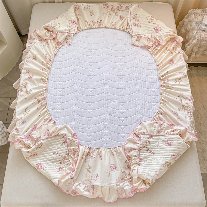 91家纺网 家纺一手货源 找家纺 宜凡家纺 2026新款全棉印花夹棉床笠四件套 水苏栀清