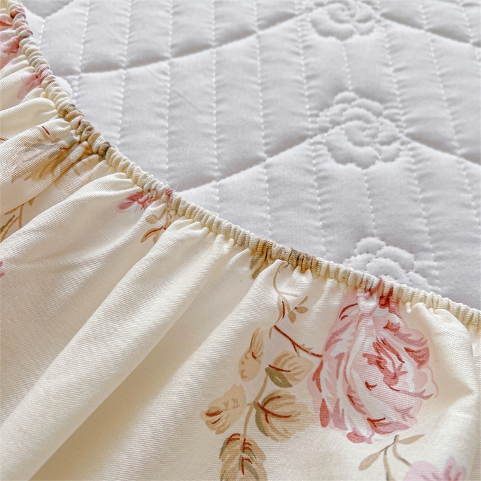 91家纺网 家纺一手货源 找家纺 宜凡家纺 2026新款全棉印花夹棉床笠四件套 水苏栀清