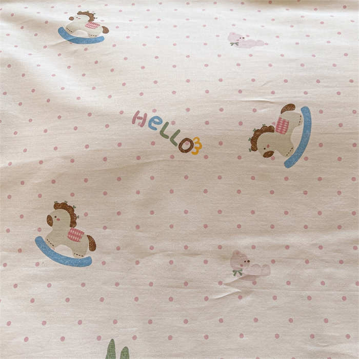 91家纺网 家纺一手货源 找家纺 宜凡家纺 2026新款全棉印花夹棉床笠四件套 摇摇木马