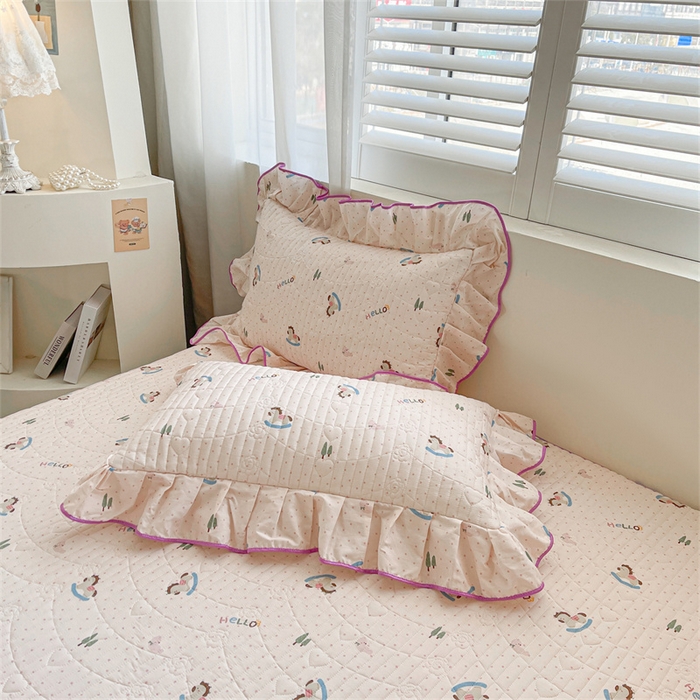 91家纺网 家纺一手货源 找家纺 宜凡家纺 2026新款全棉印花夹棉床笠四件套 摇摇木马