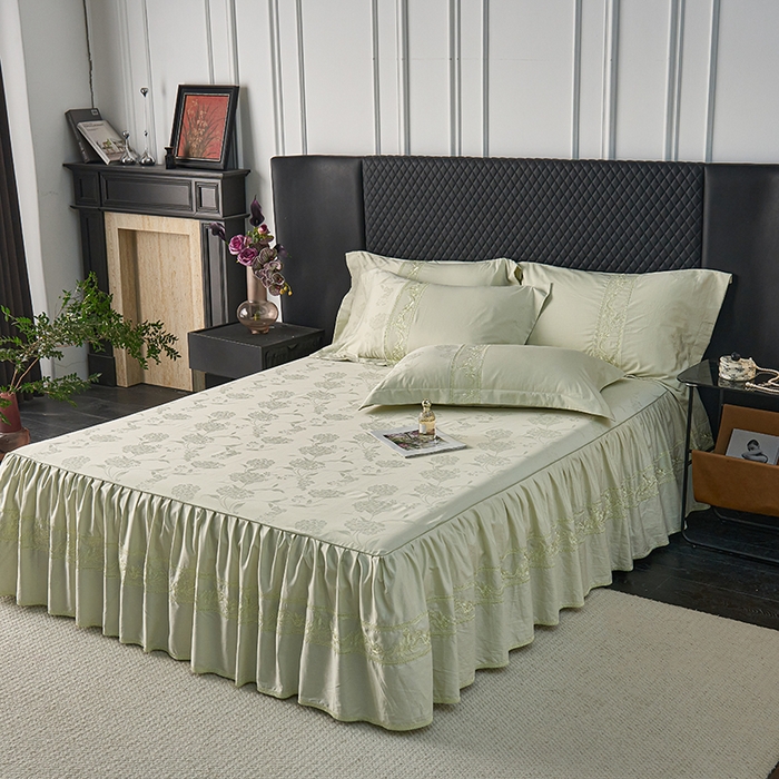 91家纺网 家纺一手货源 找家纺 （总）美达家纺 2026新款全棉纯棉60s提花绣花床裙单床裙床裙单件