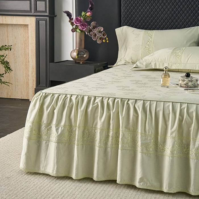 91家纺网 家纺一手货源 找家纺 （总）美达家纺 2026新款全棉纯棉60s提花绣花床裙单床裙床裙单件