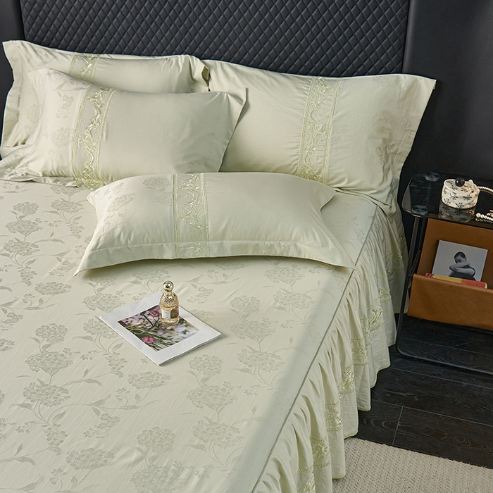 91家纺网 家纺一手货源 找家纺 （总）美达家纺 2026新款全棉纯棉60s提花绣花床裙单床裙床裙单件