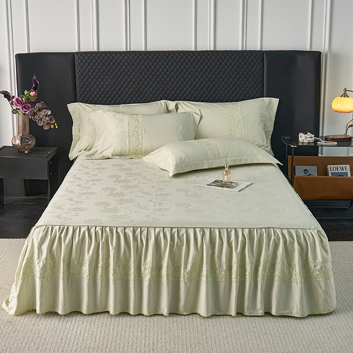 91家纺网 家纺一手货源 找家纺 （总）美达家纺 2026新款全棉纯棉60s提花绣花床裙单床裙床裙单件