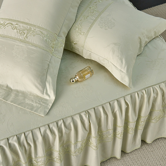 91家纺网 家纺一手货源 找家纺 （总）美达家纺 2026新款全棉纯棉60s提花绣花床裙单床裙床裙单件