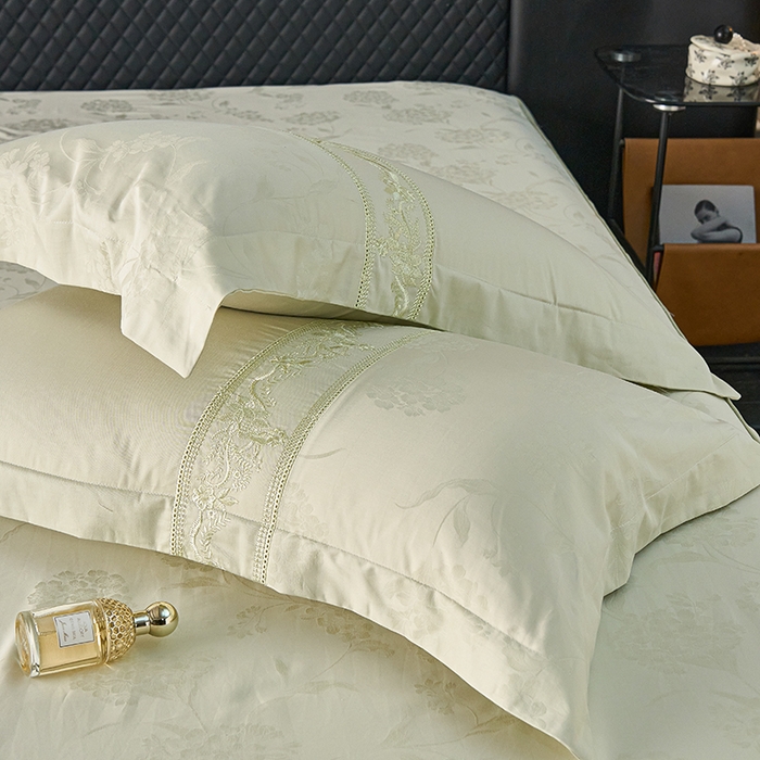 91家纺网 家纺一手货源 找家纺 美达家纺 2026新款全棉纯棉60s提花绣花床裙单床裙床裙单件 醉绮梦-闲逸之雪