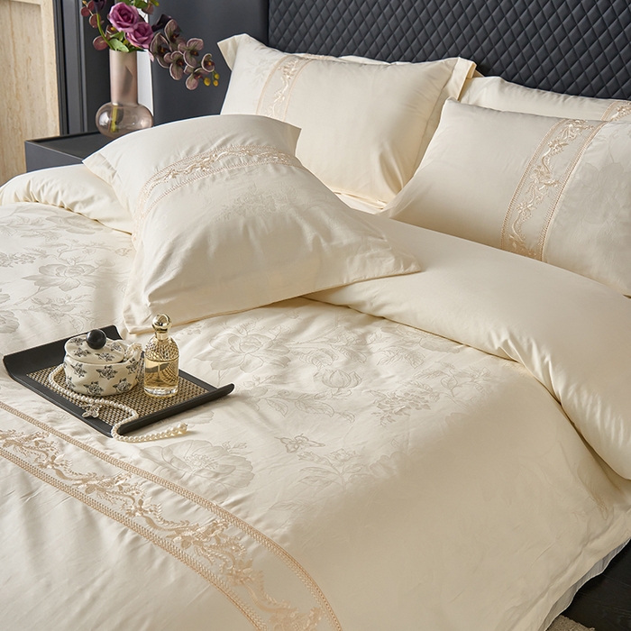 91家纺网 家纺一手货源 找家纺 （总）美达家纺 2026新款全棉纯棉60s提花绣花吊边床单四件套