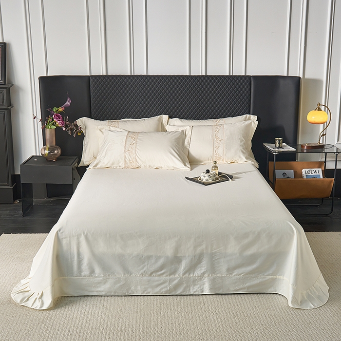 91家纺网 家纺一手货源 找家纺 （总）美达家纺 2026新款全棉纯棉60s提花绣花吊边床单四件套