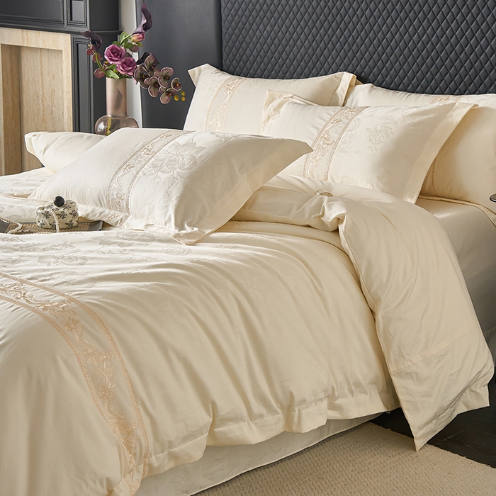 91家纺网 家纺一手货源 找家纺 （总）美达家纺 2026新款全棉纯棉60s提花绣花吊边床单四件套