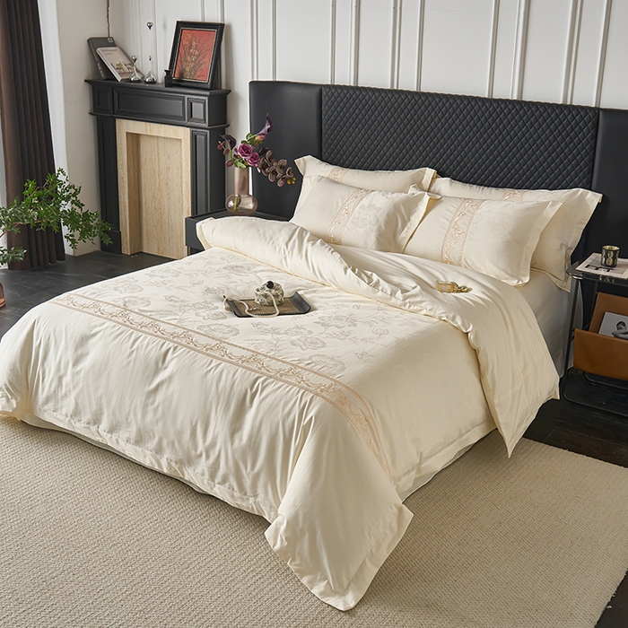 91家纺网 家纺一手货源 找家纺 （总）美达家纺 2026新款全棉纯棉60s提花绣花吊边床单四件套