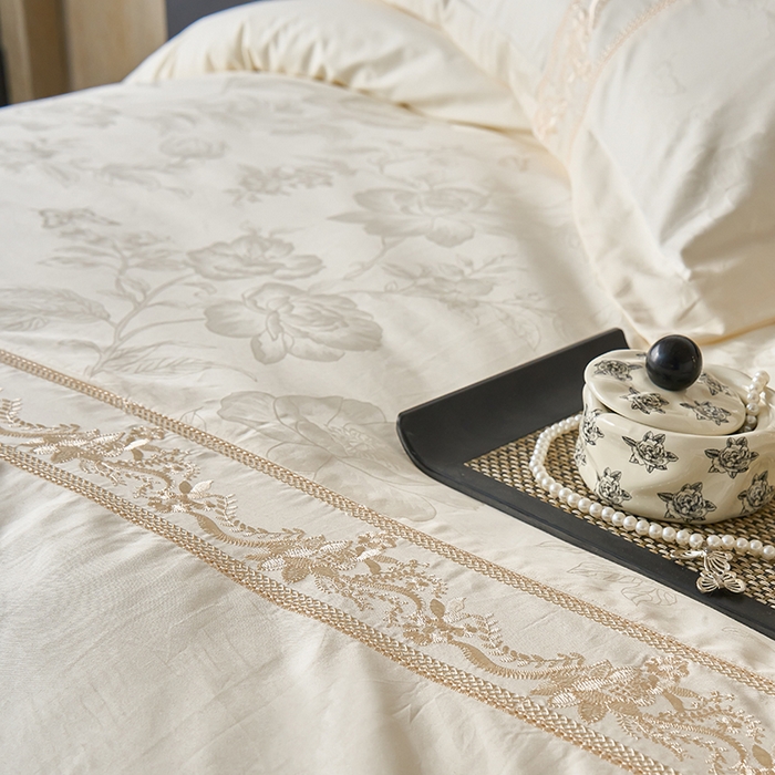 91家纺网 家纺一手货源 找家纺 （总）美达家纺 2026新款全棉纯棉60s提花绣花吊边床单四件套