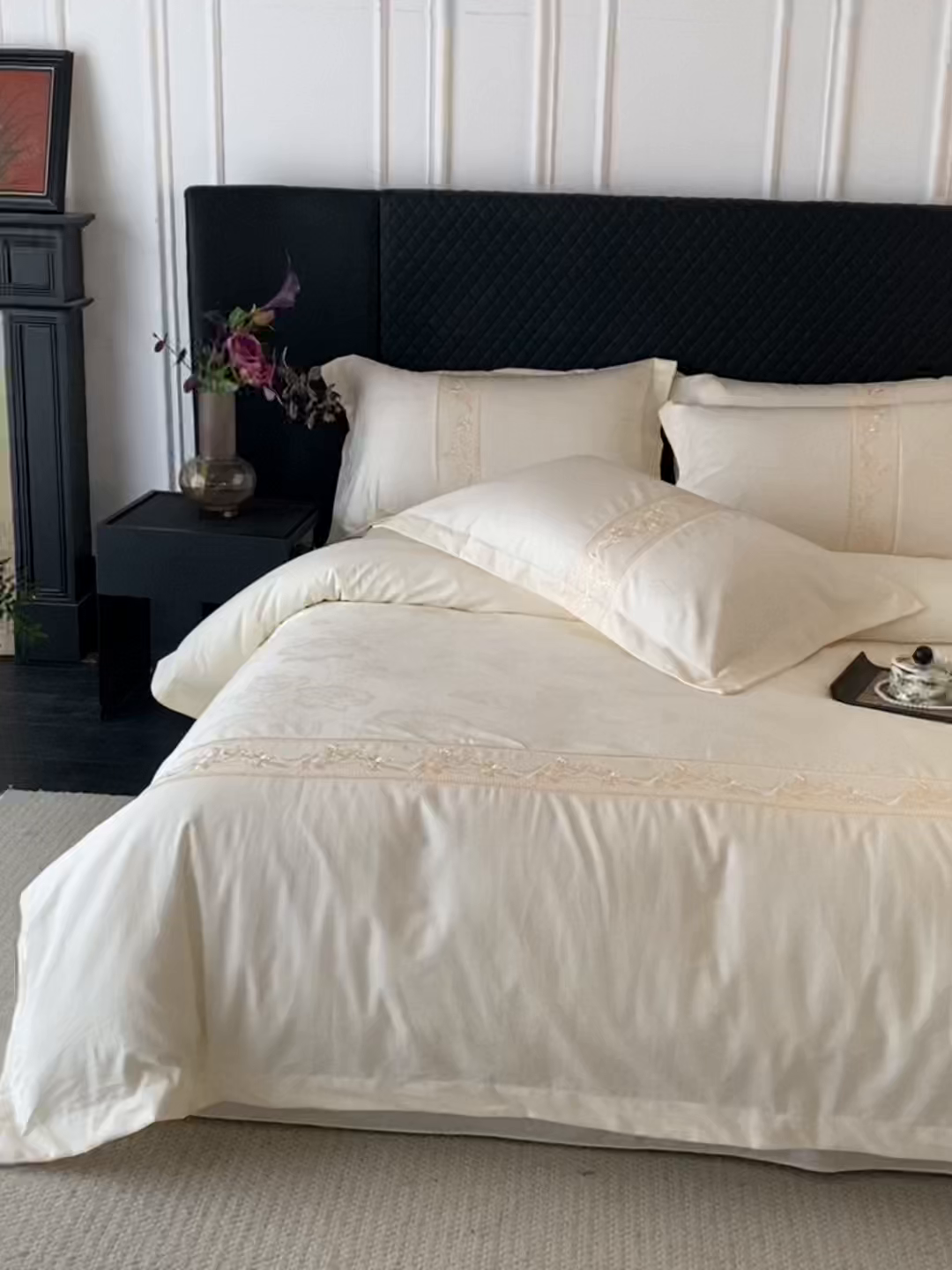 91家纺网 家纺一手货源 找家纺 （总）美达家纺 2026新款全棉纯棉60s提花绣花吊边床单四件套