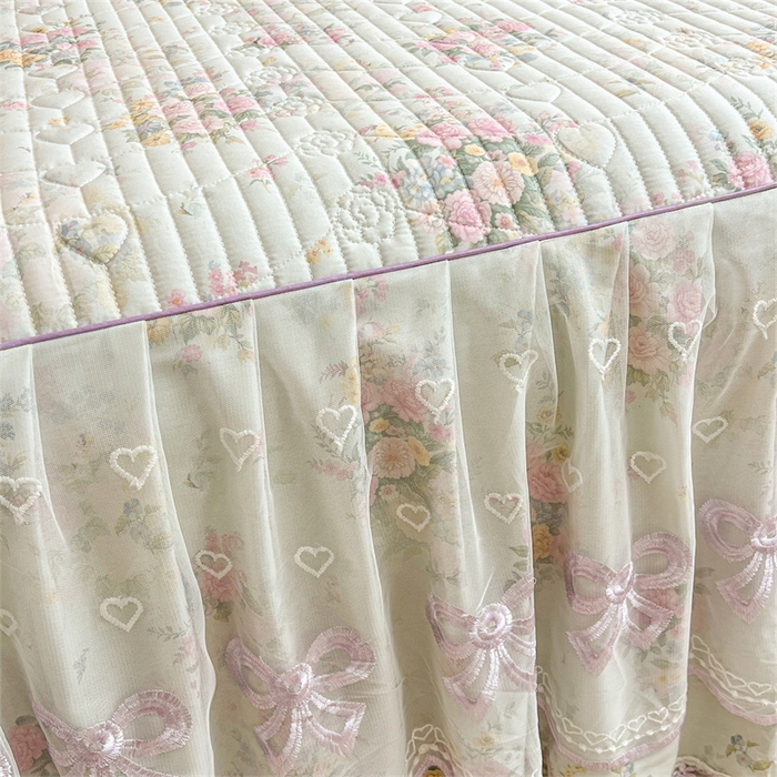 91家纺网 家纺一手货源 找家纺 （总）宜凡家纺 2026新款全棉公主风夹棉床裙三件套