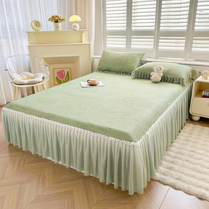 91家纺网 家纺一手货源 找家纺 怡源梦 2026新款冰豆豆凉感凉席单枕套-花之恋系列 花之恋 绿色