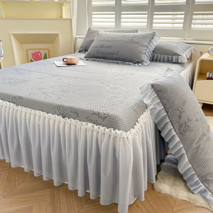 91家纺网 家纺一手货源 找家纺 怡源梦 2026新款冰豆豆凉感凉席单枕套-花之恋系列 花之恋 灰色