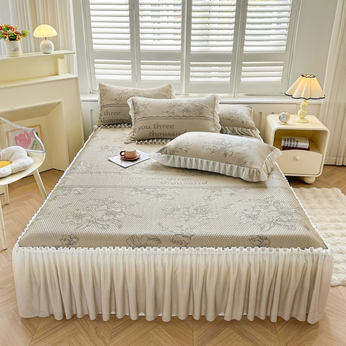 91家纺网 家纺一手货源 找家纺 怡源梦 2026新款冰豆豆凉感凉席单枕套-花之恋系列 花之恋 香槟金