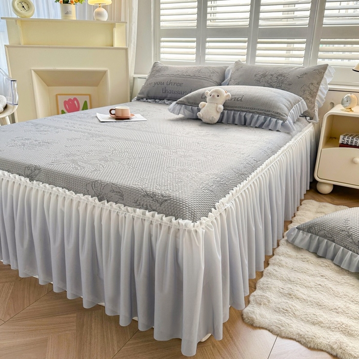 91家纺网 家纺一手货源 找家纺 怡源梦 2026新款冰豆豆凉感凉席单枕套-花之恋系列 花之恋 灰色