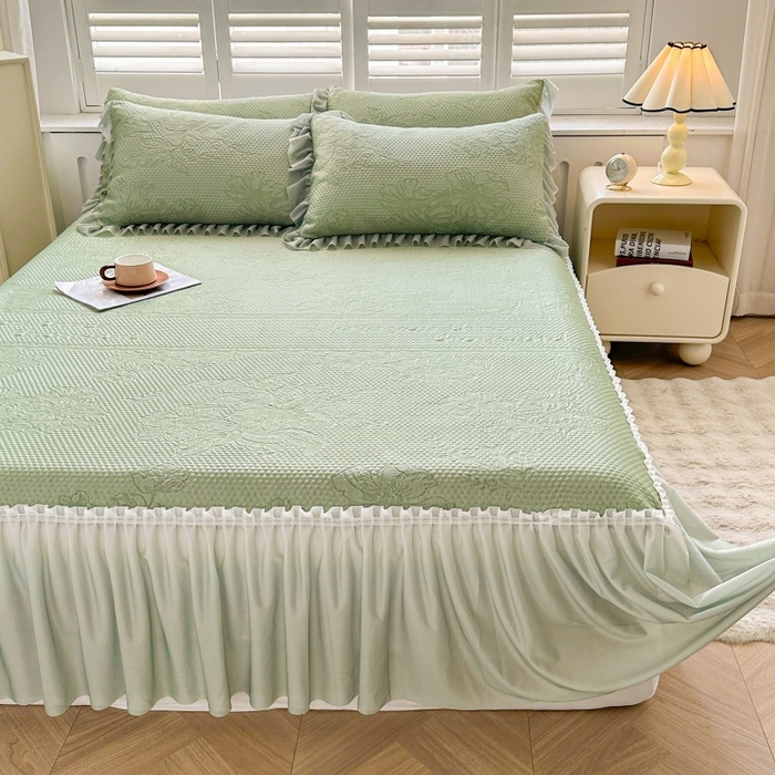 91家纺网 家纺一手货源 找家纺 怡源梦 2026新款冰豆豆凉感凉席单枕套-花之恋系列 花之恋 绿色