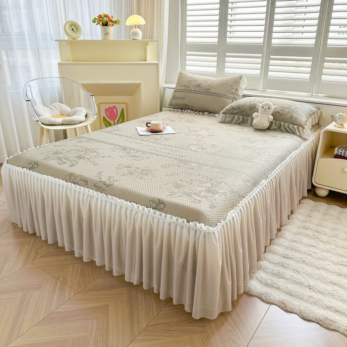 91家纺网 家纺一手货源 找家纺 怡源梦 2026新款冰豆豆凉感凉席单枕套-花之恋系列 花之恋 香槟金