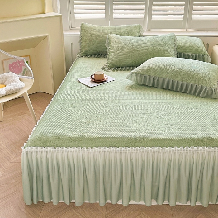 91家纺网 家纺一手货源 找家纺 怡源梦 2026新款冰豆豆凉感凉席单枕套-花之恋系列 花之恋 绿色