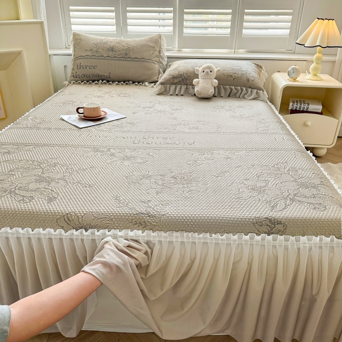 91家纺网 家纺一手货源 找家纺 怡源梦 2026新款冰豆豆凉感凉席单枕套-花之恋系列 花之恋 香槟金