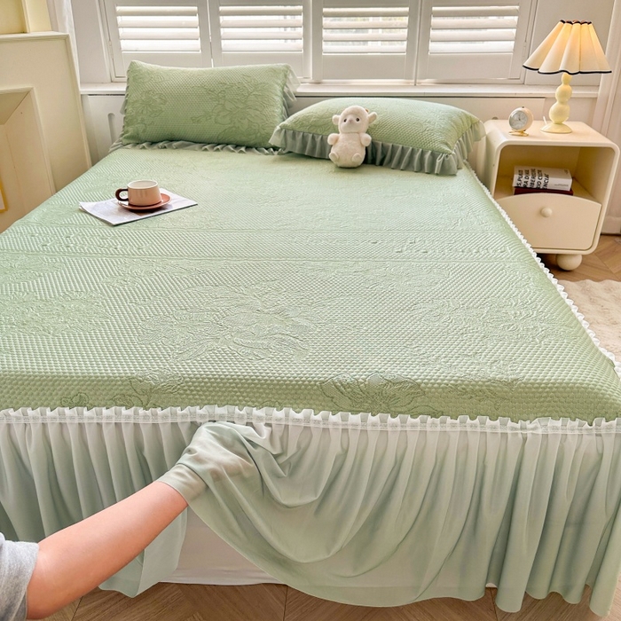 91家纺网 家纺一手货源 找家纺 怡源梦 2026新款冰豆豆凉感凉席单枕套-花之恋系列 花之恋 绿色