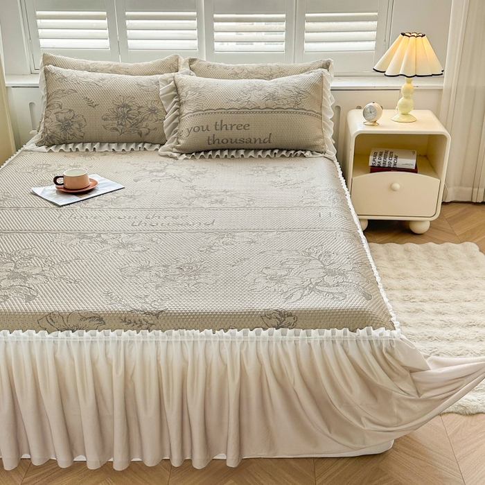 91家纺网 家纺一手货源 找家纺 怡源梦 2026新款冰豆豆凉感凉席单枕套-花之恋系列 花之恋 香槟金