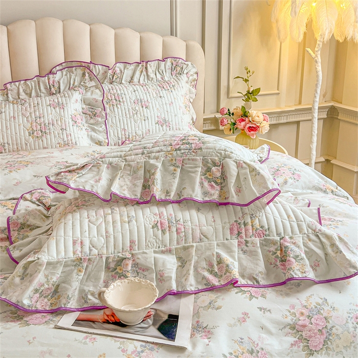 91家纺网 家纺一手货源 找家纺 （总）宜凡家纺 2026新款全棉公主风夹棉床裙四件套