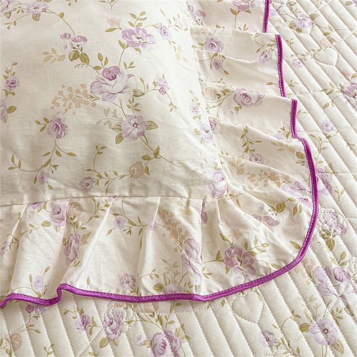 91家纺网 家纺一手货源 找家纺 宜凡家纺 2026新款全棉公主风夹棉床裙四件套 海棠之恋