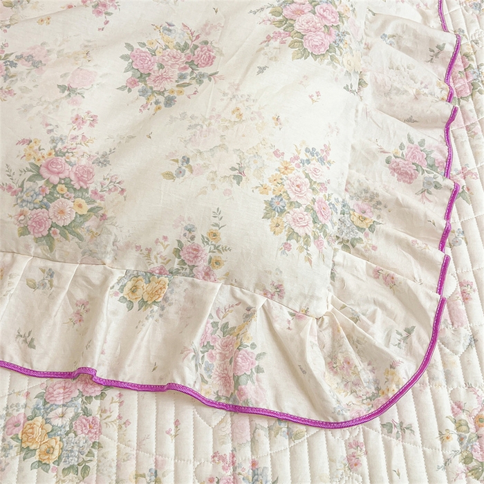 91家纺网 家纺一手货源 找家纺 宜凡家纺 2026新款全棉公主风夹棉床裙四件套 镜花映月