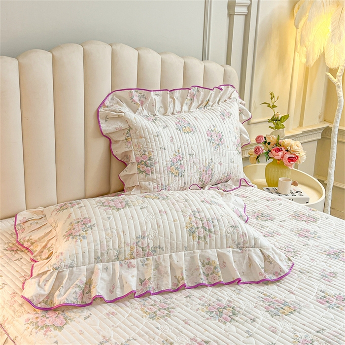 91家纺网 家纺一手货源 找家纺 宜凡家纺 2026新款全棉公主风夹棉床裙四件套 镜花映月