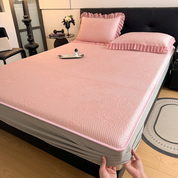 91家纺网 家纺一手货源 找家纺 （总）怡源梦 2026新款A类凉感冰豆豆提花床笠凉席-花之恋系列