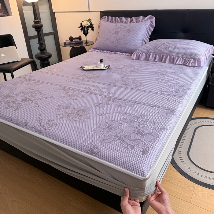 91家纺网 家纺一手货源 找家纺 （总）怡源梦 2026新款A类凉感冰豆豆提花床笠凉席-花之恋系列