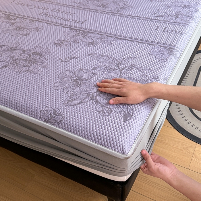 91家纺网 家纺一手货源 找家纺 怡源梦 2026新款A类凉感冰豆豆提花床笠凉席-花之恋系列 花之恋 紫色