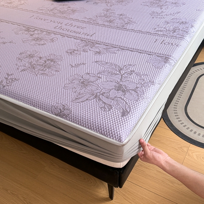 91家纺网 家纺一手货源 找家纺 怡源梦 2026新款A类凉感冰豆豆提花床笠凉席-花之恋系列 花之恋 紫色