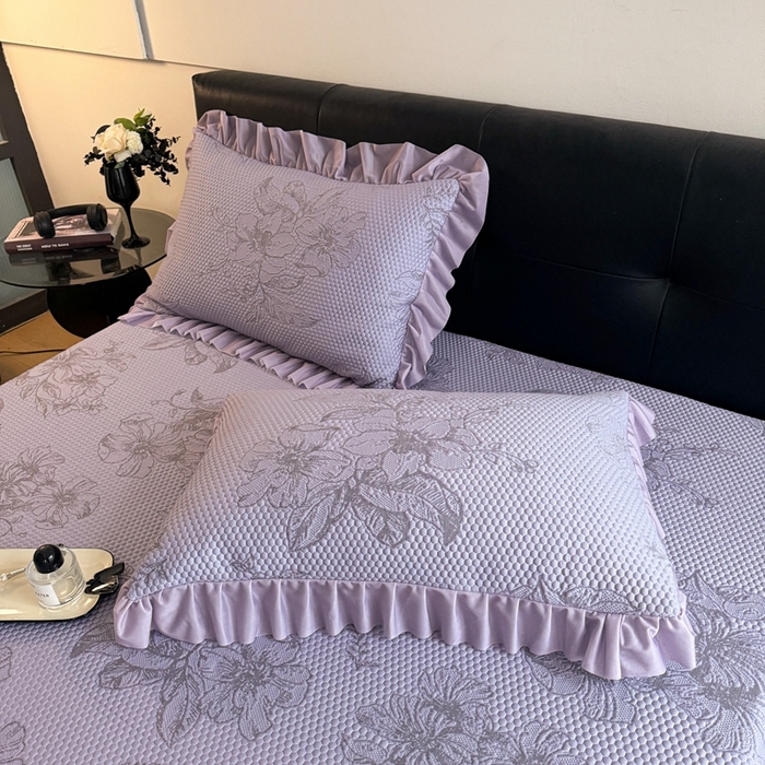 91家纺网 家纺一手货源 找家纺 怡源梦 2026新款A类凉感冰豆豆提花床笠凉席-花之恋系列 花之恋 紫色