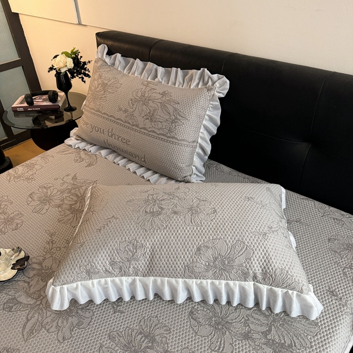 91家纺网 家纺一手货源 找家纺 怡源梦 2026新款A类凉感冰豆豆提花床笠凉席-花之恋系列 花之恋 灰色