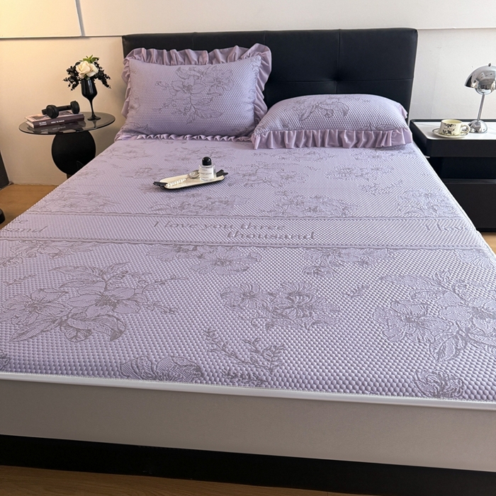 91家纺网 家纺一手货源 找家纺 怡源梦 2026新款A类凉感冰豆豆提花床笠凉席-花之恋系列 花之恋 紫色