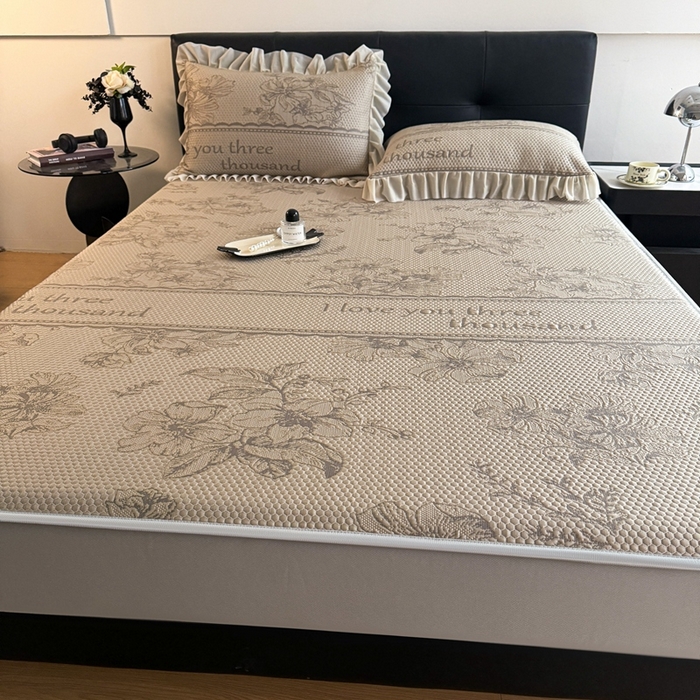 91家纺网 家纺一手货源 找家纺 怡源梦 2026新款A类凉感冰豆豆提花床笠凉席-花之恋系列 花之恋 香槟金