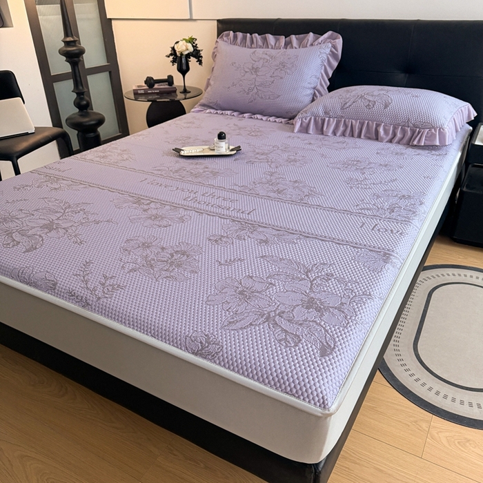 91家纺网 家纺一手货源 找家纺 怡源梦 2026新款A类凉感冰豆豆提花床笠凉席-花之恋系列 花之恋 紫色