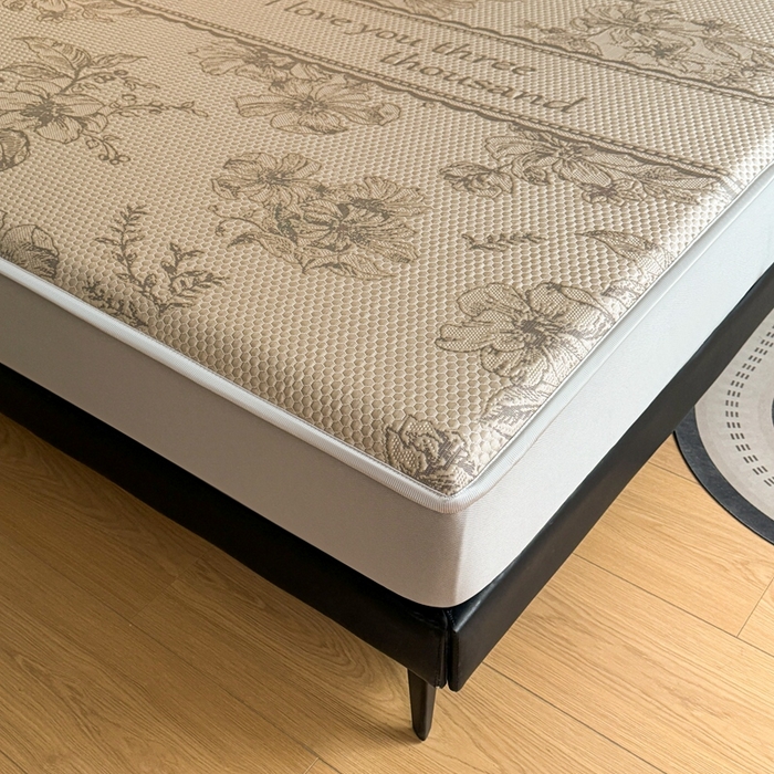 91家纺网 家纺一手货源 找家纺 怡源梦 2026新款A类凉感冰豆豆提花床笠凉席-花之恋系列 花之恋 香槟金