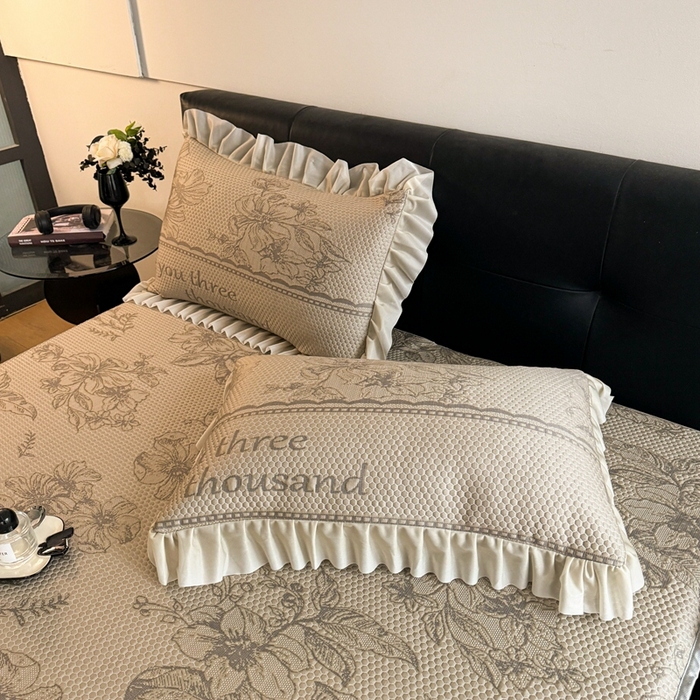 91家纺网 家纺一手货源 找家纺 怡源梦 2026新款A类凉感冰豆豆提花床笠凉席-花之恋系列 花之恋 香槟金