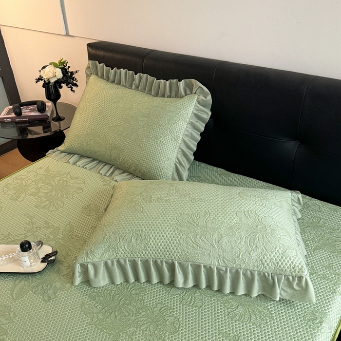 91家纺网 家纺一手货源 找家纺 怡源梦 2026新款A类凉感冰豆豆提花床笠凉席-花之恋系列 花之恋 绿色