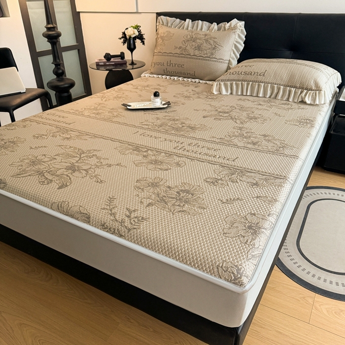 91家纺网 家纺一手货源 找家纺 怡源梦 2026新款A类凉感冰豆豆提花床笠凉席-花之恋系列 花之恋 香槟金