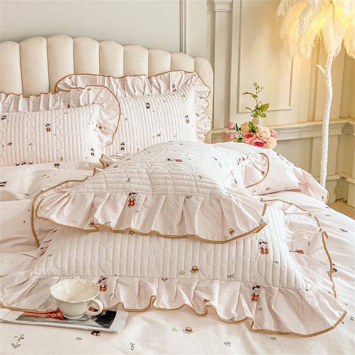 91家纺网 家纺一手货源 找家纺 宜凡家纺 2026新款全棉公主风夹棉床裙四件套 森林动物派