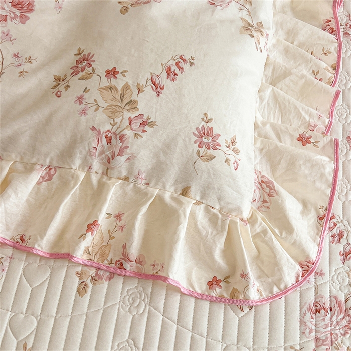 91家纺网 家纺一手货源 找家纺 宜凡家纺 2026新款全棉公主风夹棉床裙四件套 水苏栀清