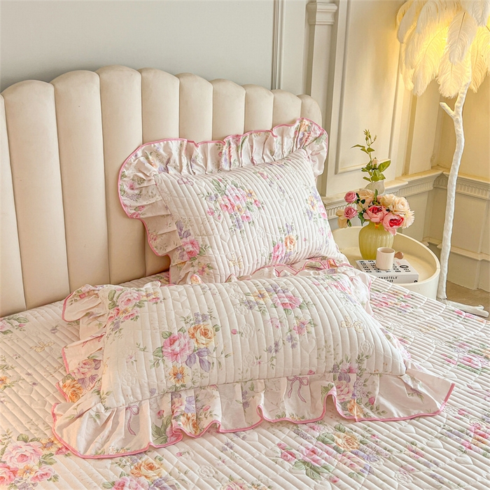 91家纺网 家纺一手货源 找家纺 宜凡家纺 2026新款全棉公主风夹棉床裙四件套 玉容昭婉