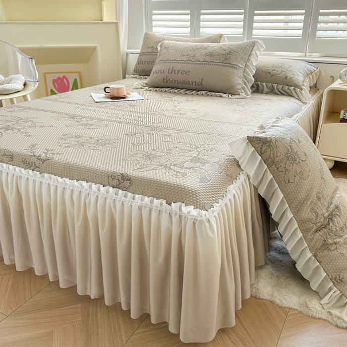 91家纺网 家纺一手货源 找家纺 （总）怡源梦 2026新款A类冰豆豆凉感提花床裙凉席-花之恋系列