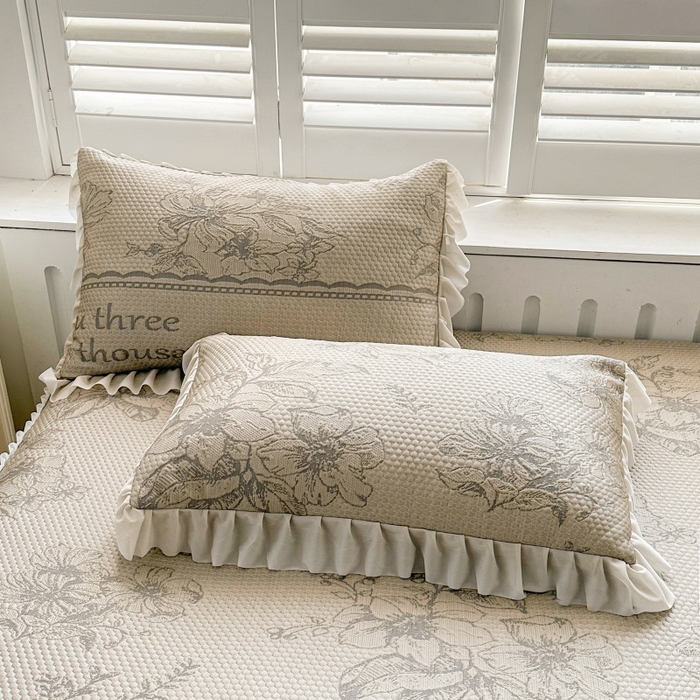 91家纺网 家纺一手货源 找家纺 怡源梦 2026新款A类冰豆豆凉感提花床裙凉席-花之恋系列 花之恋 香槟金