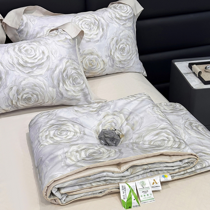 梵克保罗 2026新款简约莱赛尔夏被夏凉被空调被 松绿玫瑰